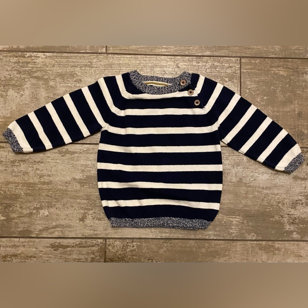H&M Boy’s Striped Sweater With Shoulder Buttons Size 9-12 MO New Without Tag